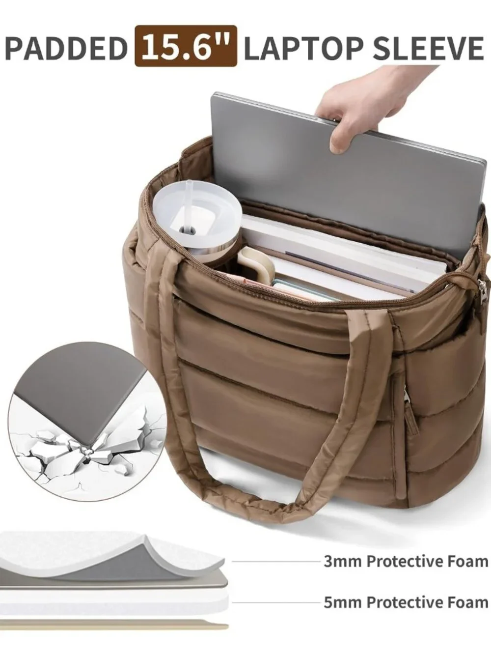 Lightweight Puffer Tote Bag for Women | Stylish Travel & Gym Work Bag